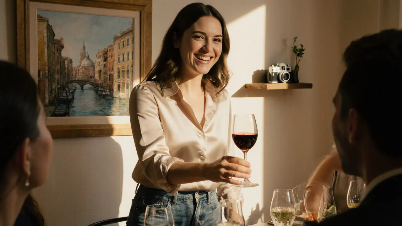 A former escort now runs a luxury concierge service, hosting a dinner party in a sunlit Brera apartment.